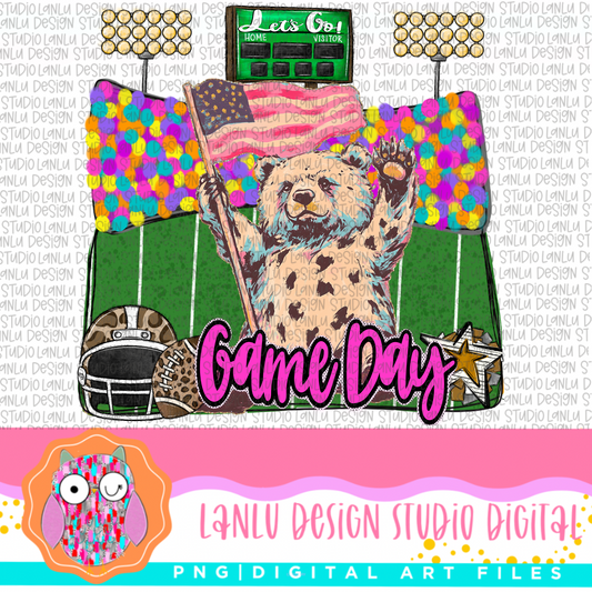 Game Day Preppy Touchdowns Stadium Mascot PNG