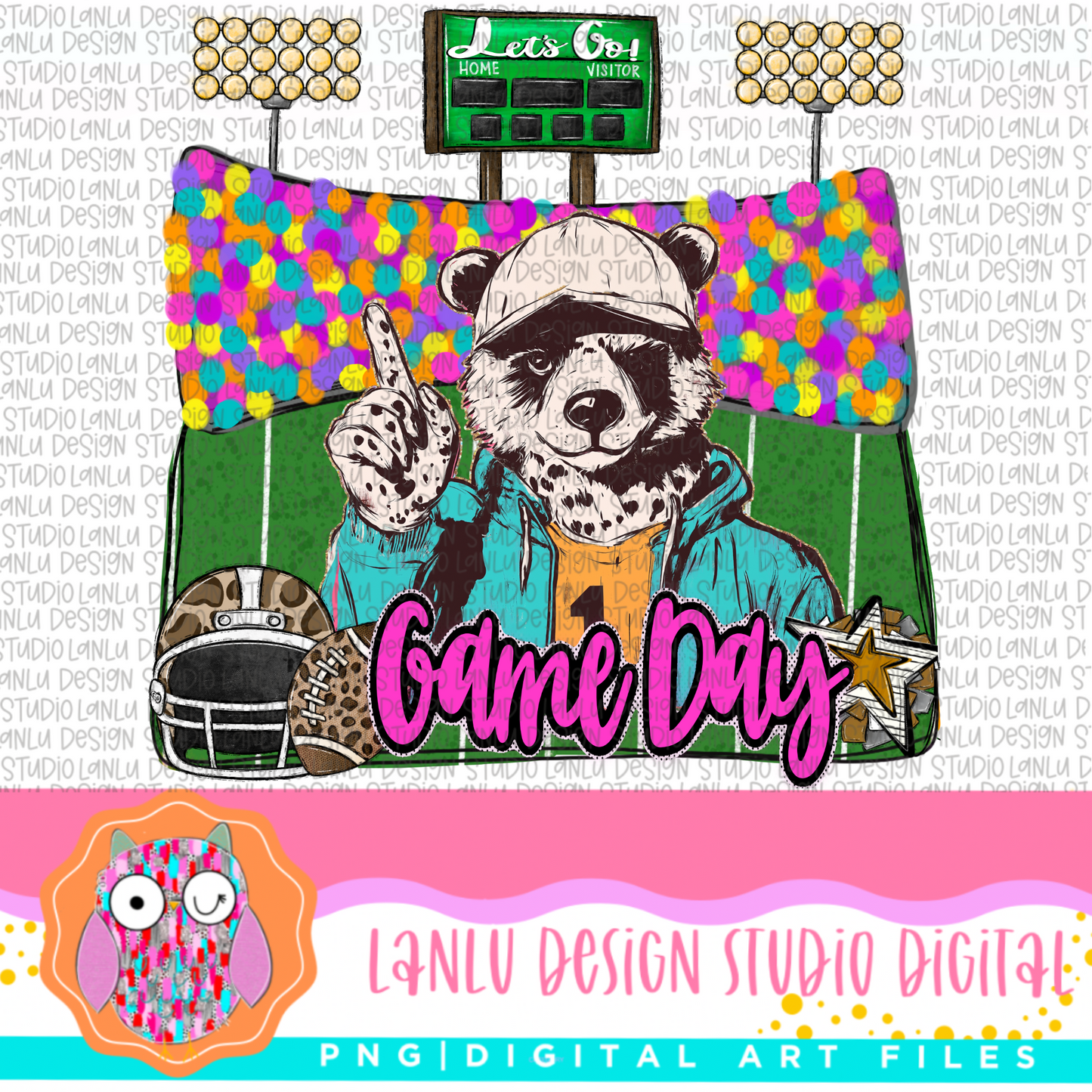 Game Day Preppy Touchdowns Stadium Mascot PNG