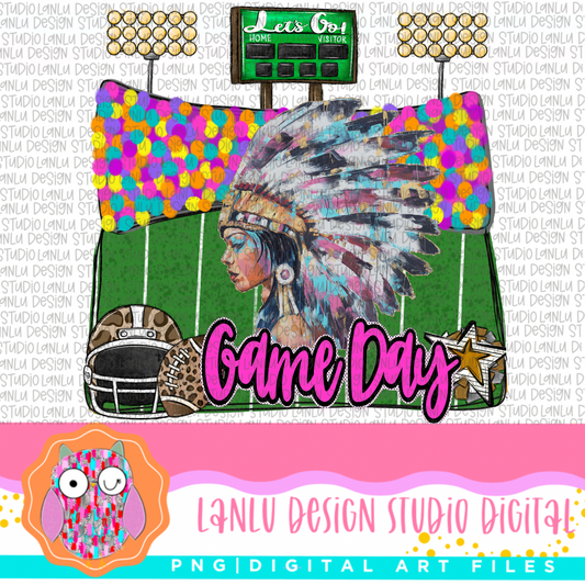 Game Day Preppy Touchdowns Stadium Mascot PNG