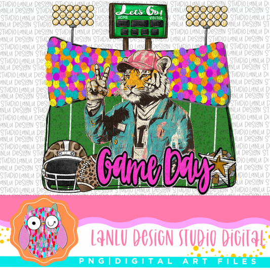 Game Day Preppy Touchdowns Stadium Mascot PNG