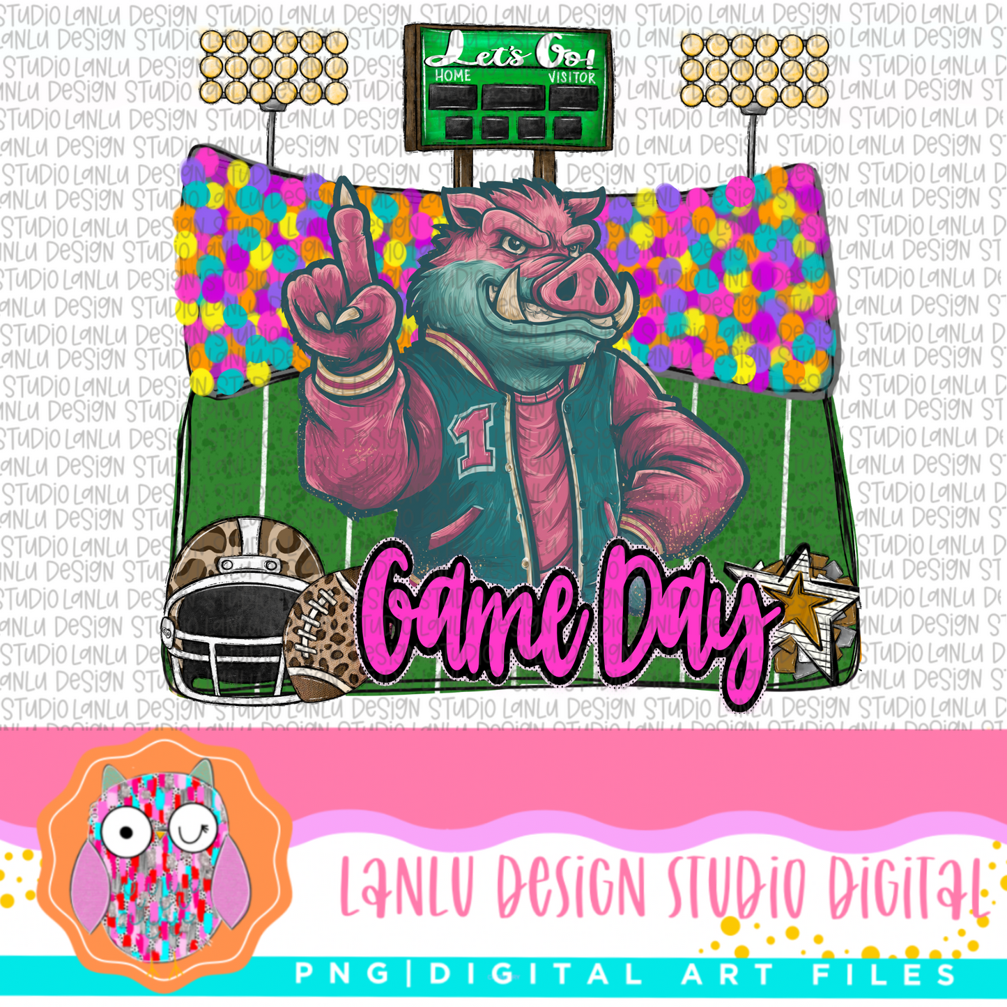 Game Day Preppy Touchdowns Stadium Mascot PNG
