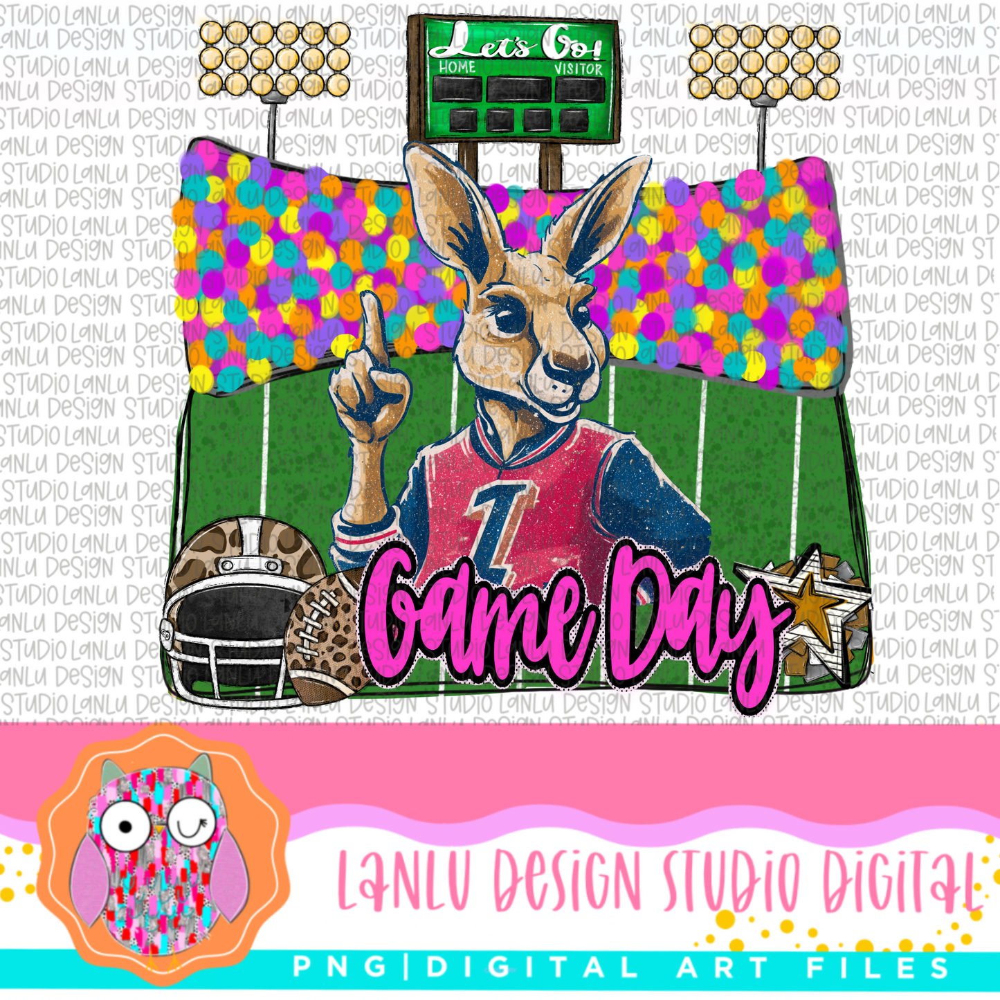 Game Day Preppy Touchdowns Stadium Mascot PNG