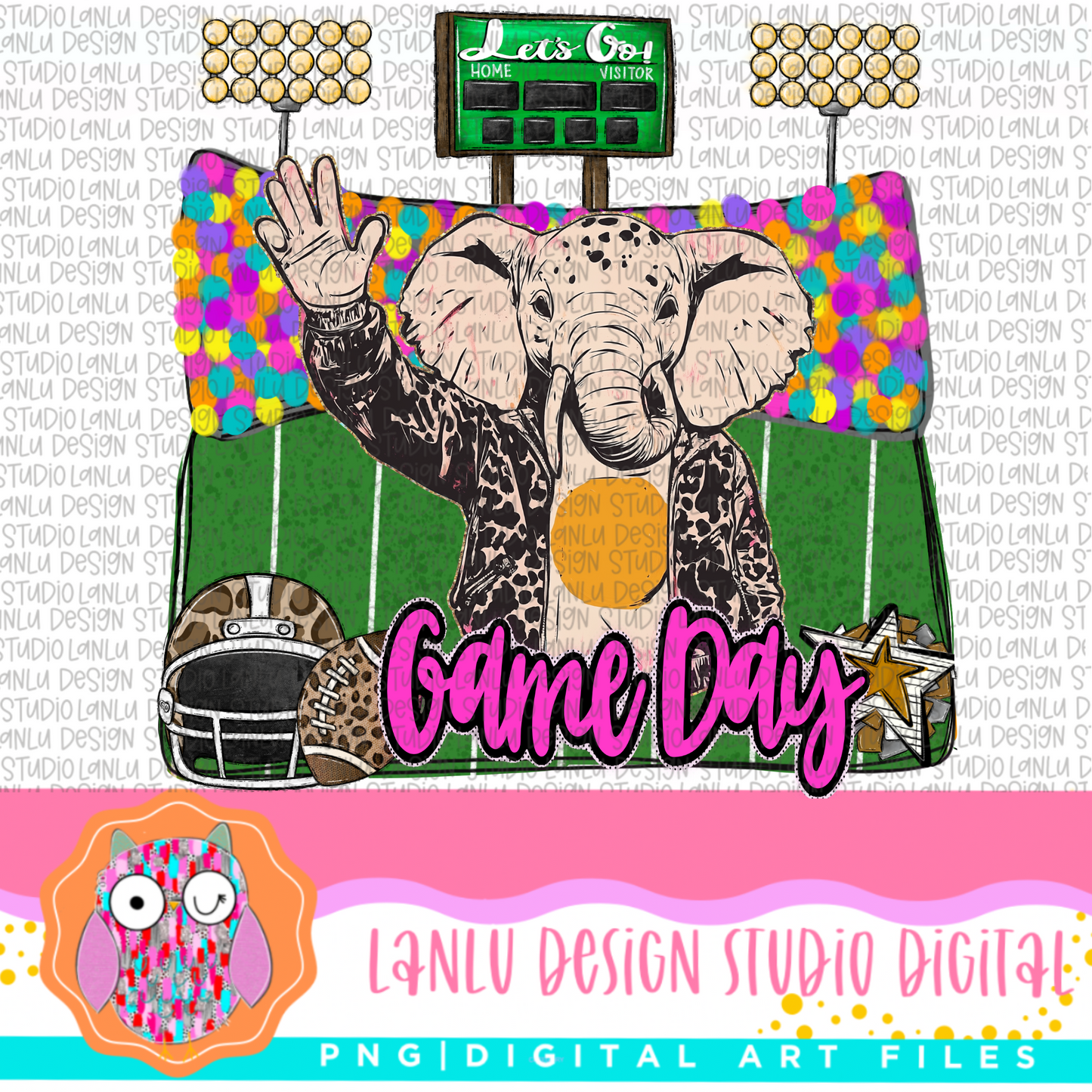 Game Day Preppy Touchdowns Stadium Mascot PNG