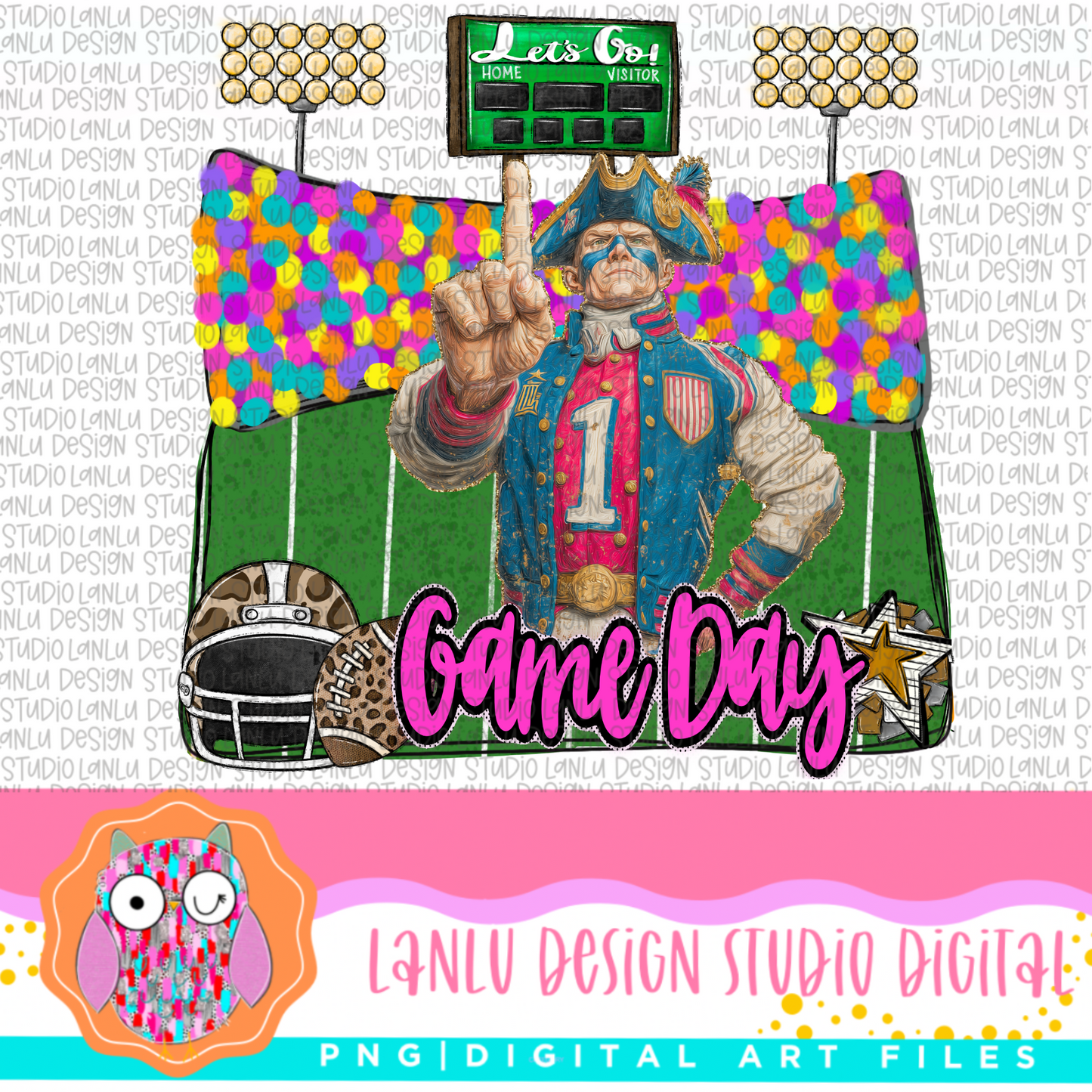 Game Day Preppy Touchdowns Stadium Mascot PNG
