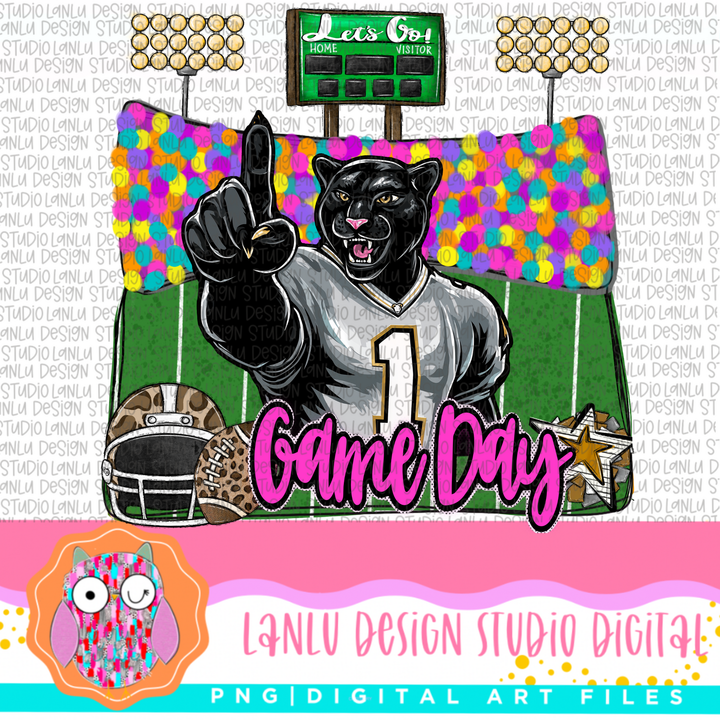 Game Day Preppy Touchdowns Stadium Mascot PNG