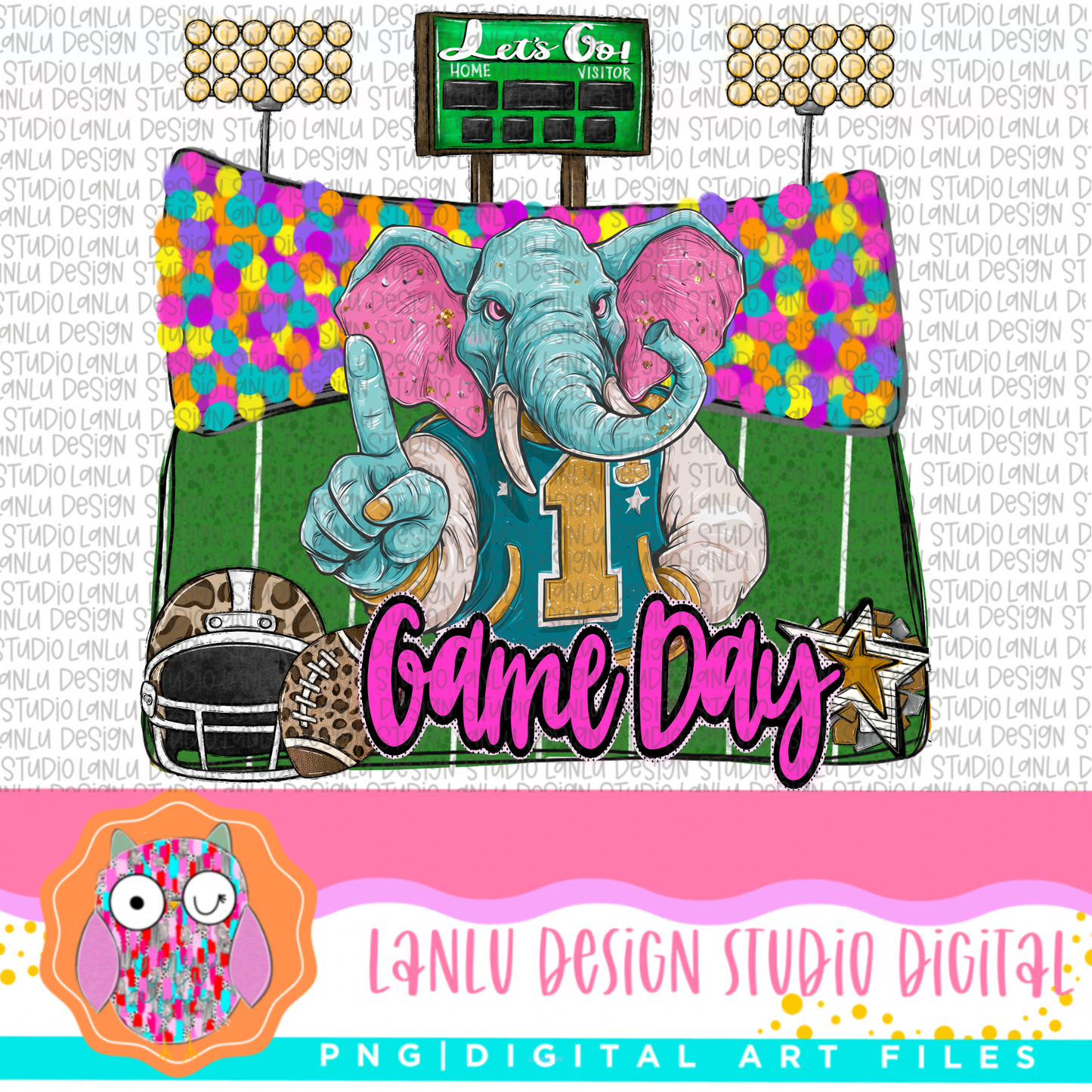 Game Day Preppy Touchdowns Stadium Mascot PNG