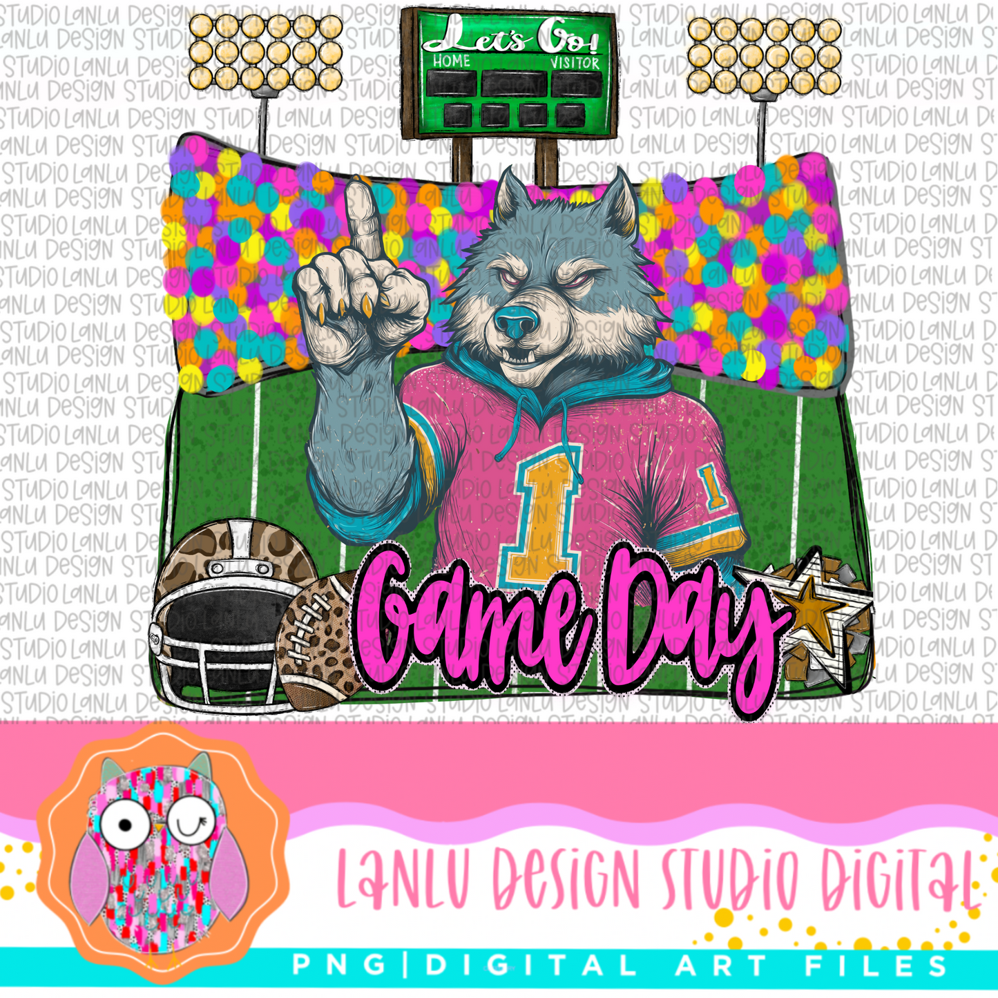 Game Day Preppy Touchdowns Stadium Mascot PNG