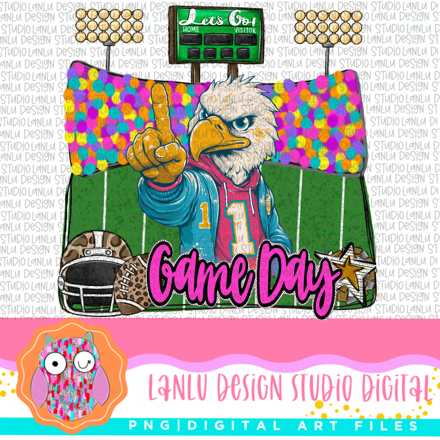 Game Day Preppy Touchdowns Stadium Mascot PNG
