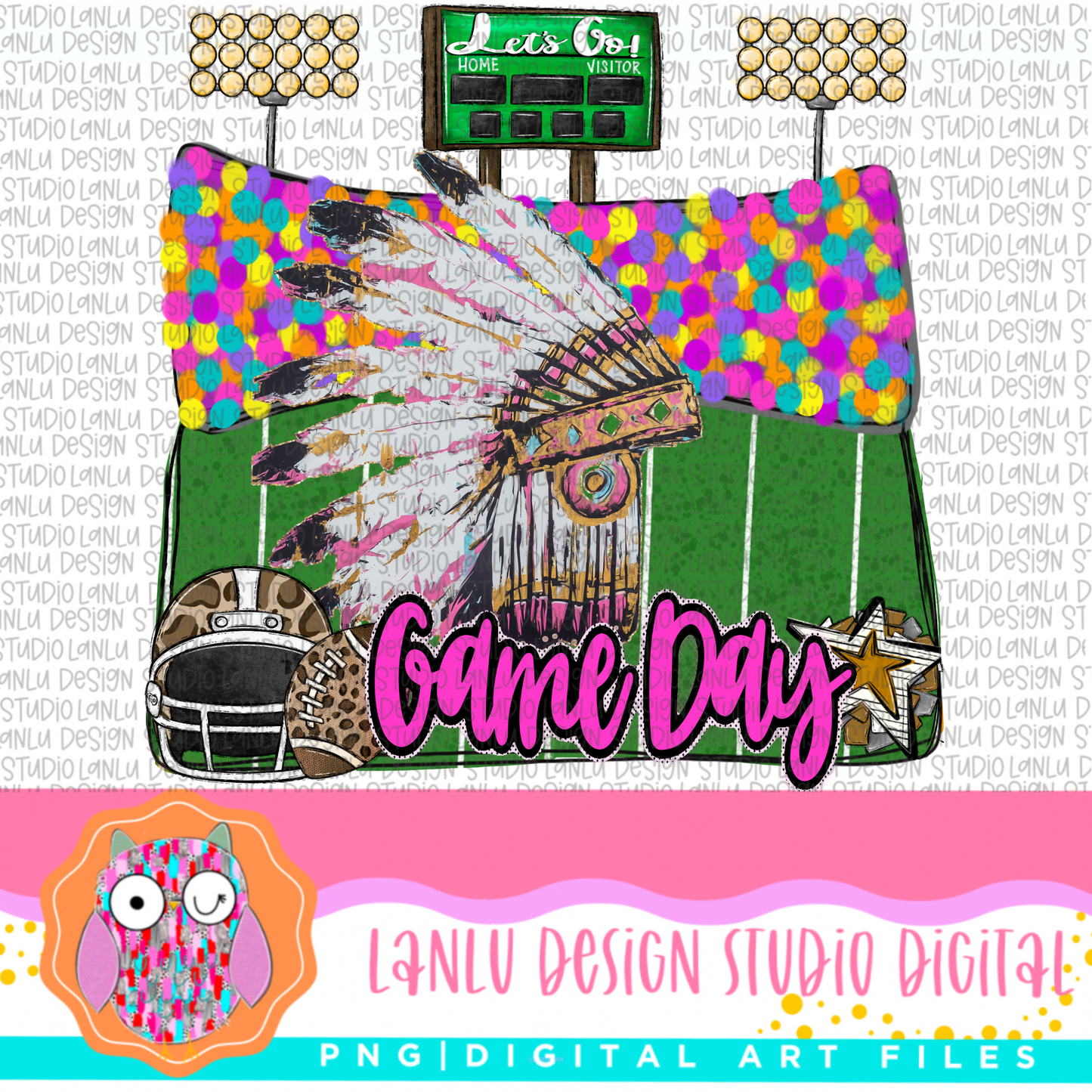 Game Day Preppy Touchdowns Stadium Mascot PNG