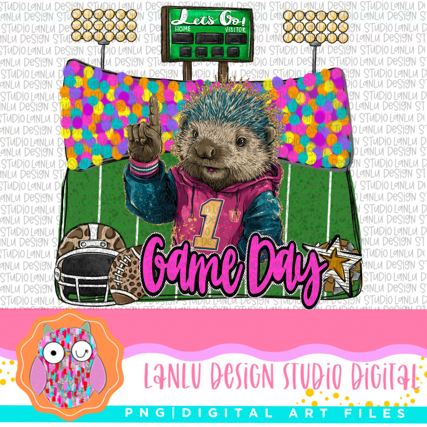 Game Day Preppy Touchdowns Stadium Mascot PNG