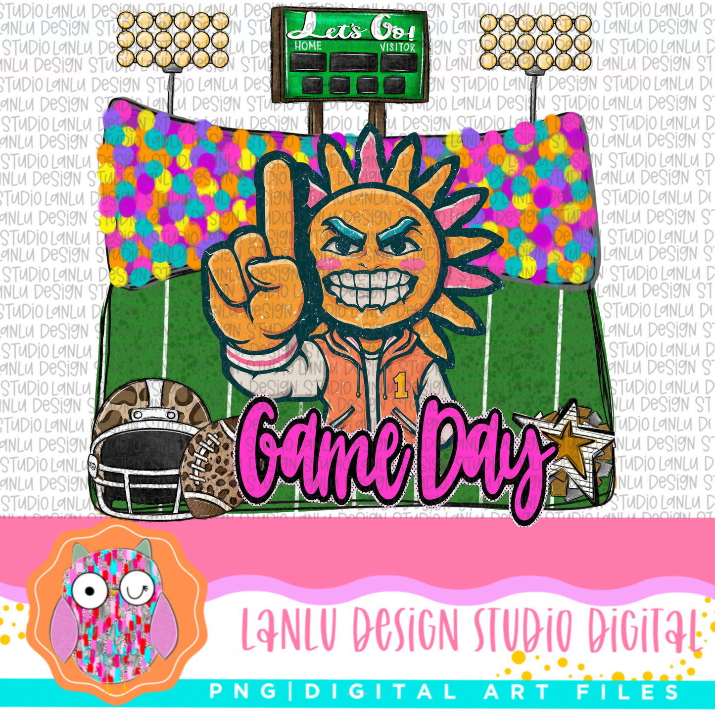 Game Day Preppy Touchdowns Stadium Mascot PNG