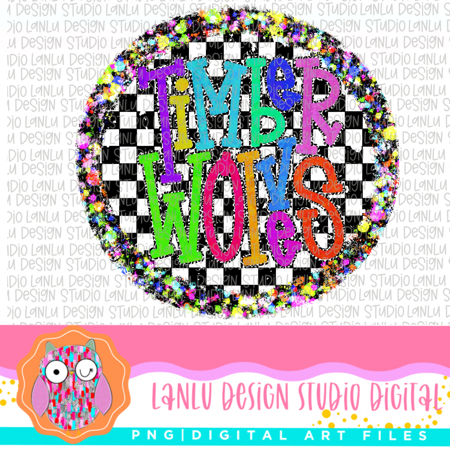Preppy Brights Checkered Mascot PNG | Timberwolves