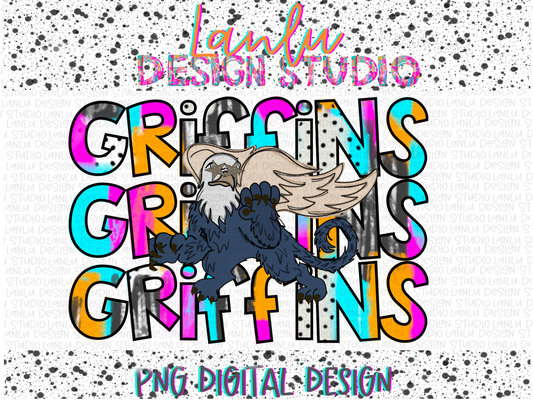 Preppy Paint Stroke Star Eyes Mascot PNG | Griffins Navy