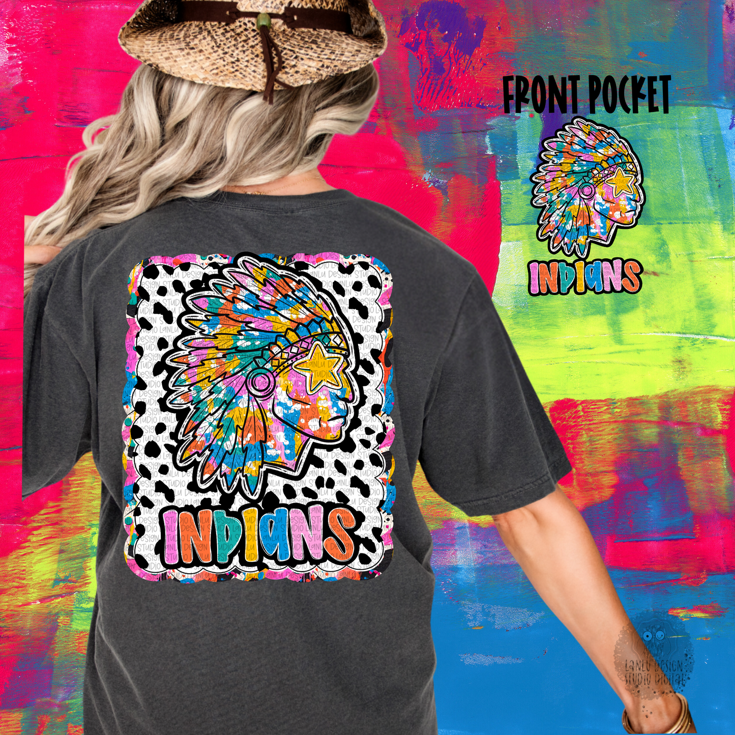 GRAFFITI DOTTY MASCOT TEE | INDIANS