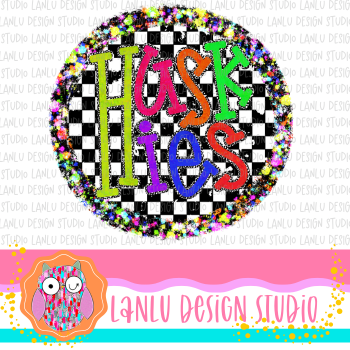 Preppy Brights Checkered Mascot PNG |Huskies I