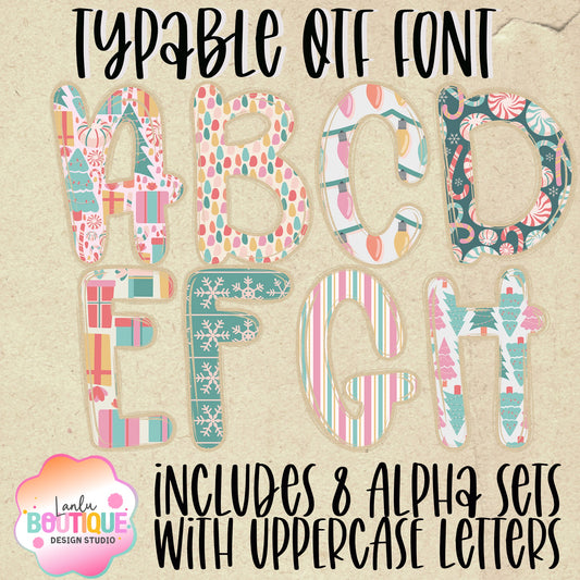 Pastel Christmas  OTF Typable Alpha Set of 8