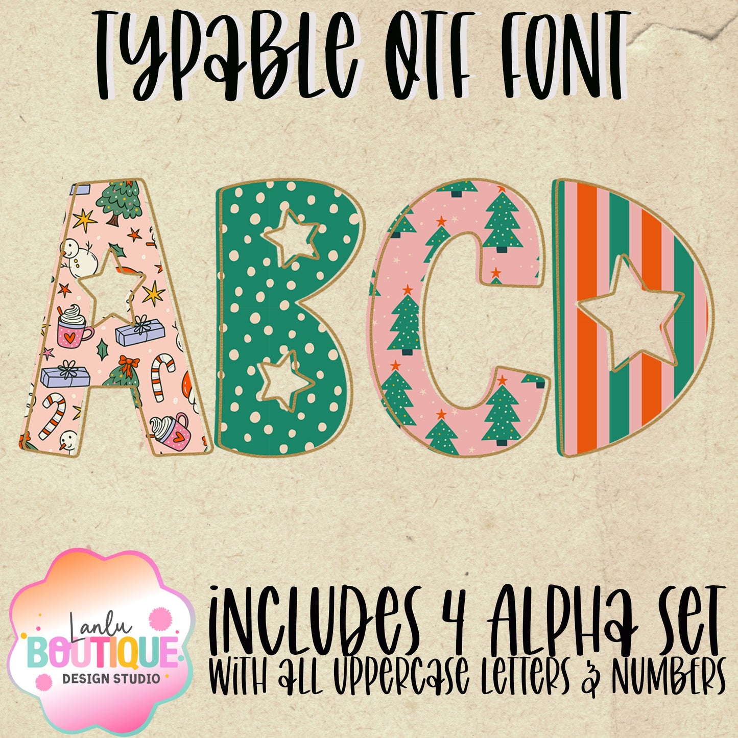 Sweet Christmas  OTF Typable Alpha Set of 4