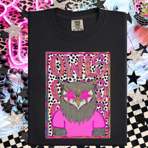 OWLS PURPLE STACKED  PREPPY MASCOT PORTRAIT TEE | TEAM SPIRIT| GAME DAY