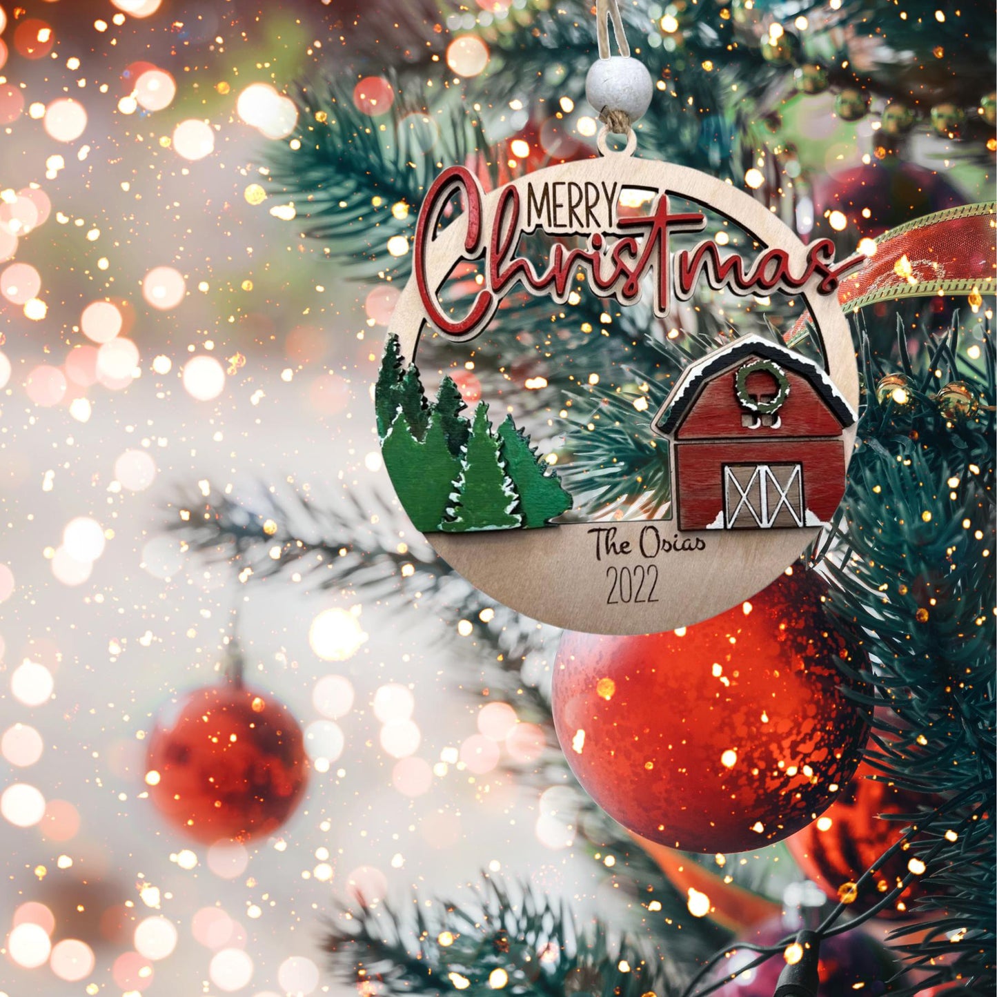 Merry Christmas Barn Christmas Ornament| Christmas Ornaments | Handmade Christmas Gifts | Custom