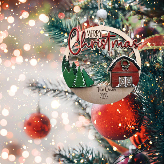 Merry Christmas Barn Christmas Ornament| Christmas Ornaments | Handmade Christmas Gifts | Custom