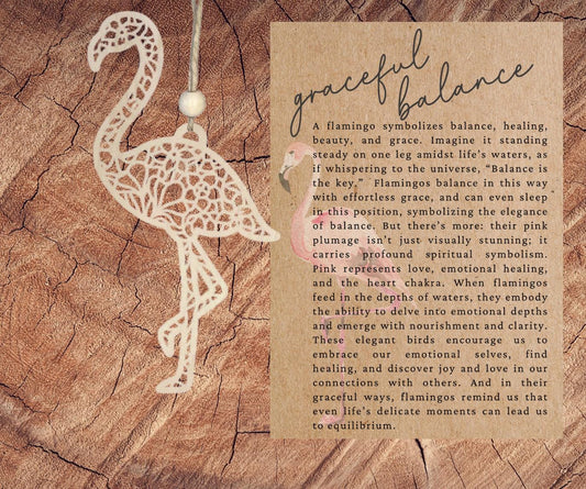 Story Card Flamingo Ornament| Inspirational Keepsake| Encouragement Gift for Balance| Unique Holiday Decoration| Car Charm|
