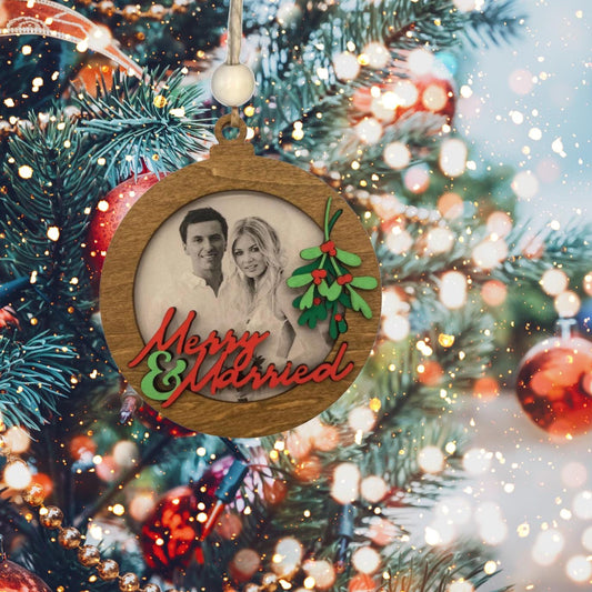 Hand painted Merry Christmas Photo Ornament| Family Gift | Christmas Ornaments | Handmade Christmas Gifts |