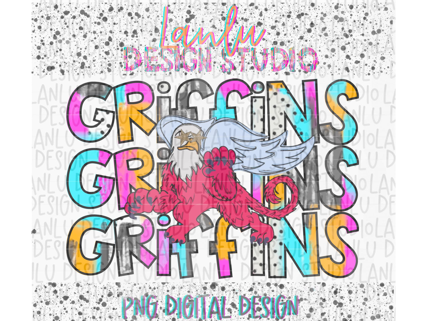 Preppy Paint Stroke Star Eyes Mascot PNG | Griffins