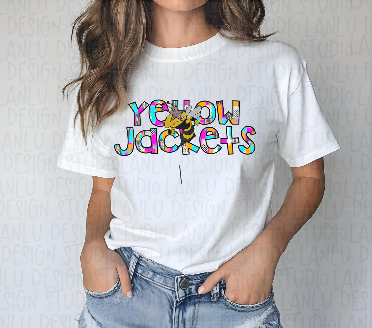Preppy Paint Stroke Star Eyes Mascot PNG | Yellow Jackets