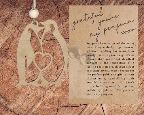 Story Card Penguin Ornament| Inspirational Keepsake| Couple Gift Unique Holiday Decoration| Car Charm|