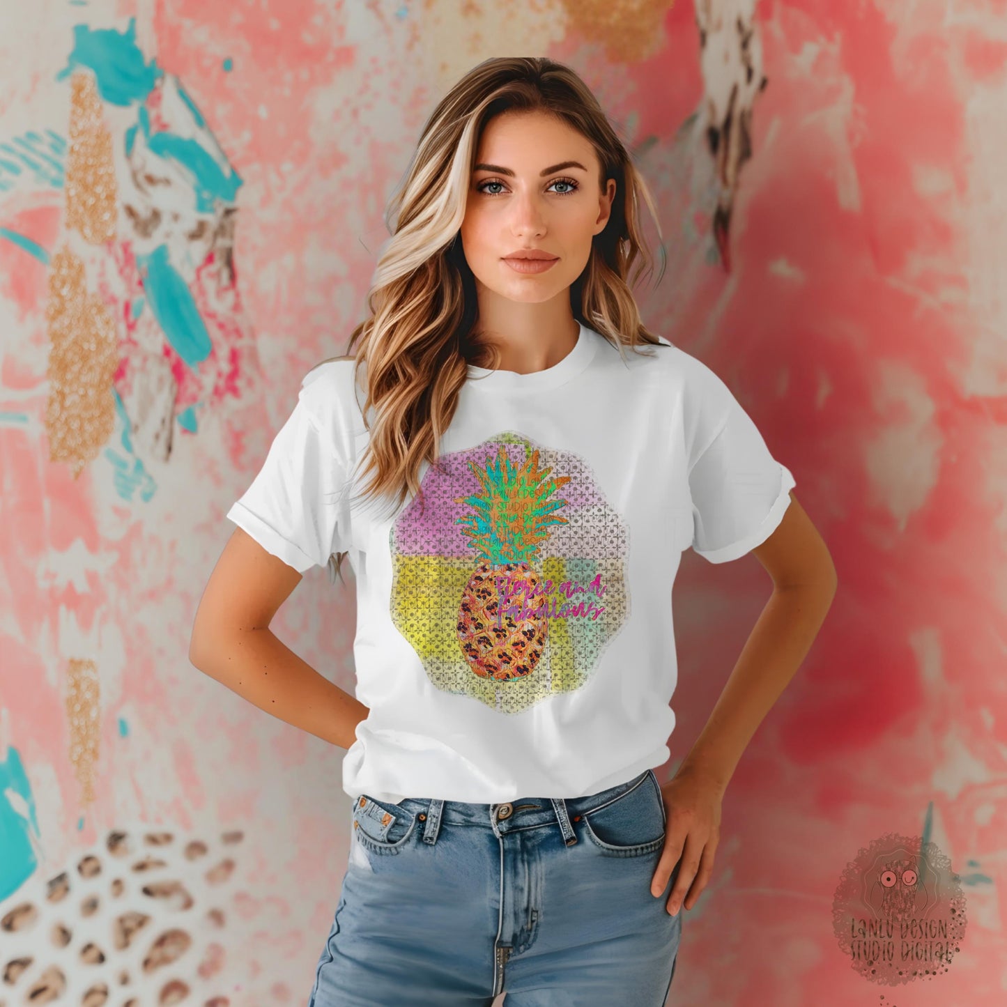 Fierce and Fabulous Vibrant Tropical Pineapple PNG Digital Design | 300 DPI Sublimation& DTF Printable Digital Download|