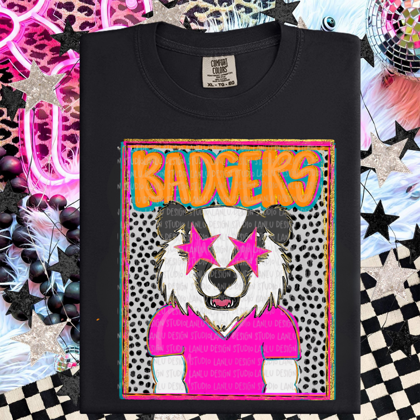 BADGERS PREPPY MASCOT PORTRAIT TEE | TEAM SPIRIT| GAME DAY