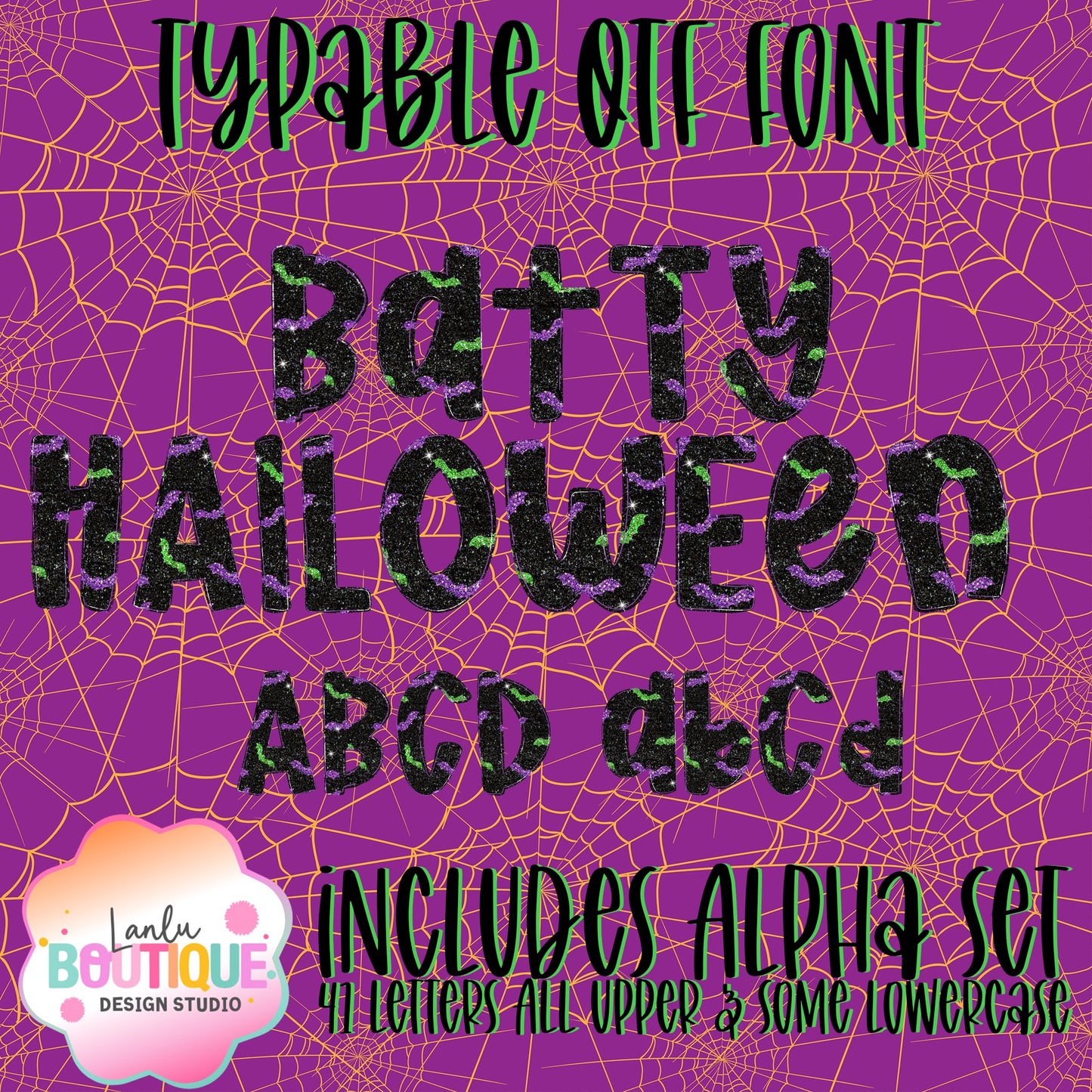 Batty Halloween Glitter OTF Typable Hand drawn Font