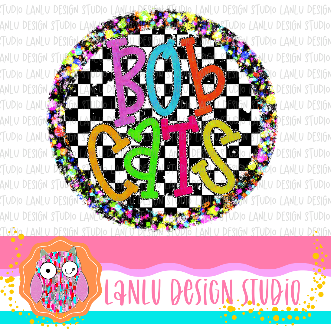 Preppy Brights Checkered Mascot PNG |Bob Cats I