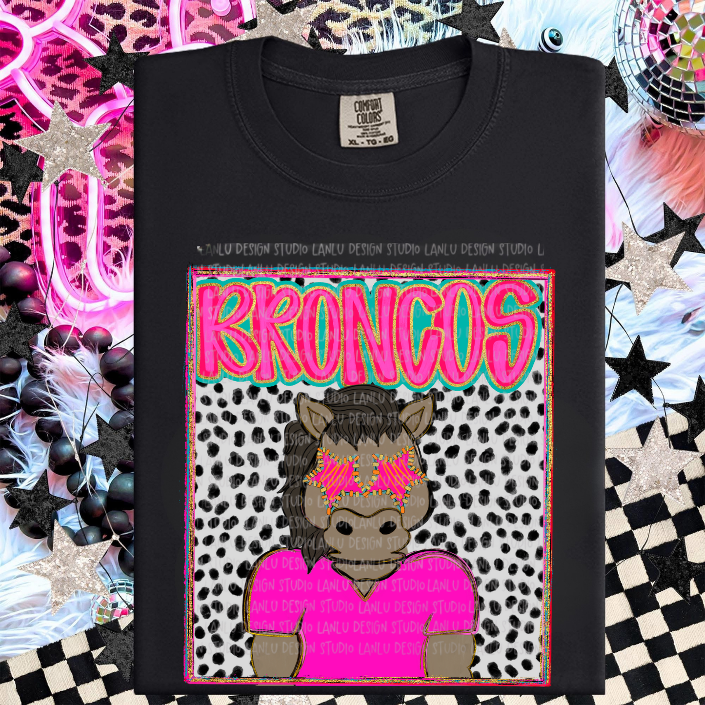 BRONCOS PREPPY MASCOT PORTARAIT TEE | TEAM SPIRIT| GAME DAY