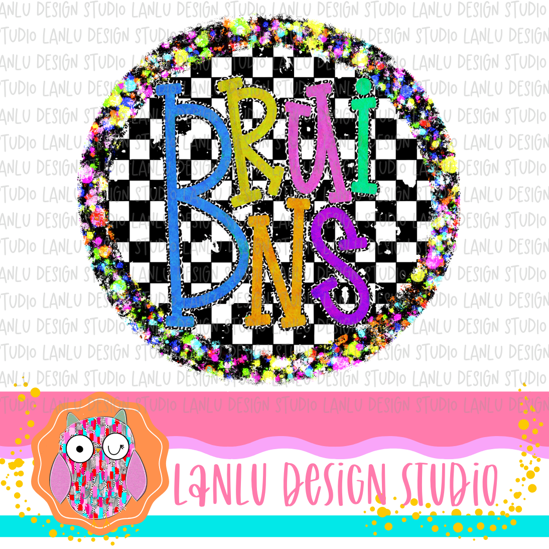 Preppy Brights Checkered Mascot PNG |Bruins