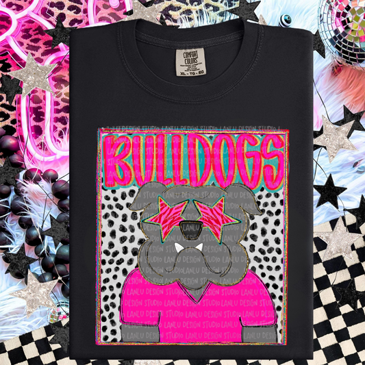BULLDOGS PINK PREPPY MASCOT PORTRAIT TEE | TEAM SPIRIT| GAME DAY
