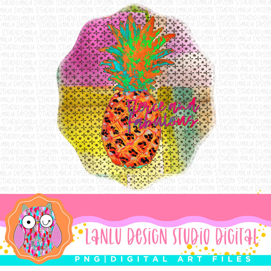 Bold Fierce and Fabulous Vibrant Tropical Pineapple PNG Digital Design | 300 DPI Sublimation& DTF Printable Digital Download|