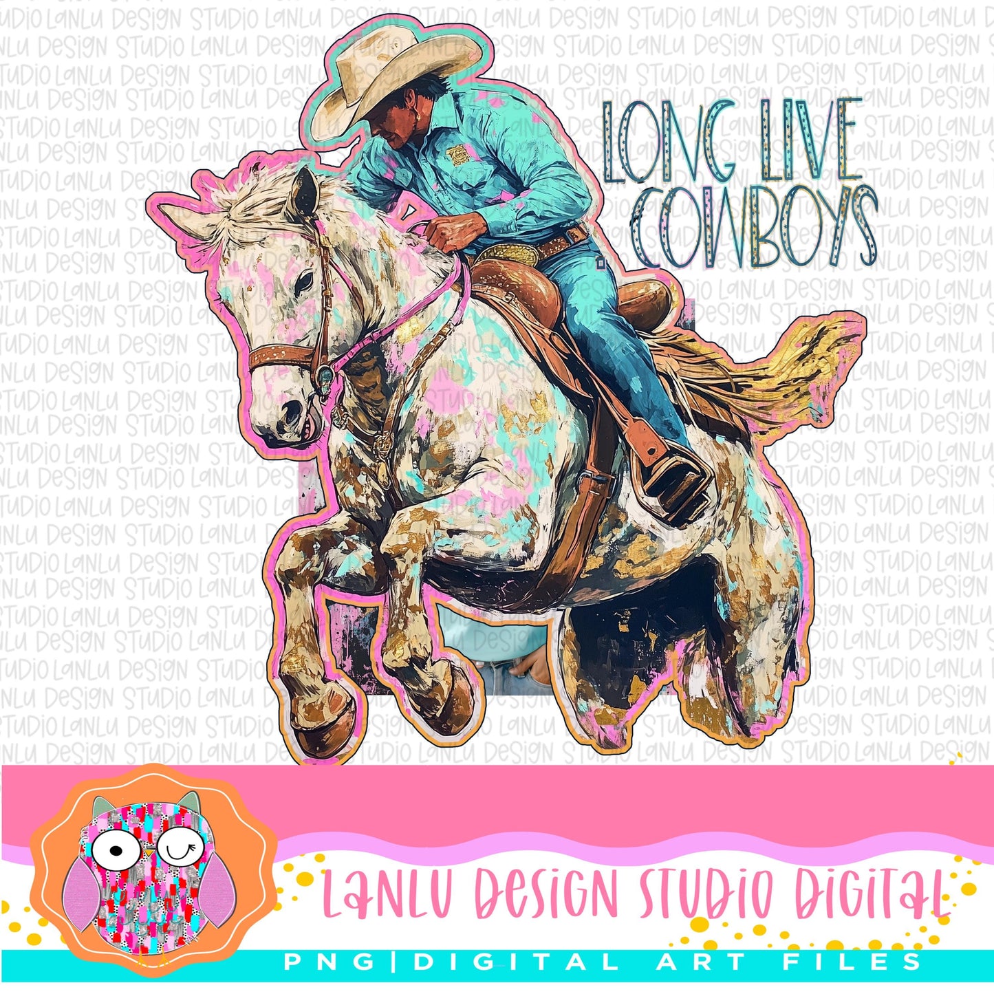 Long Live Cowboys Rustic Cowboy PNG Artwork – Vintage Rodeo Western Digital Art |300 DPI Sublimation& DTF Printable Digital Download|Crafts