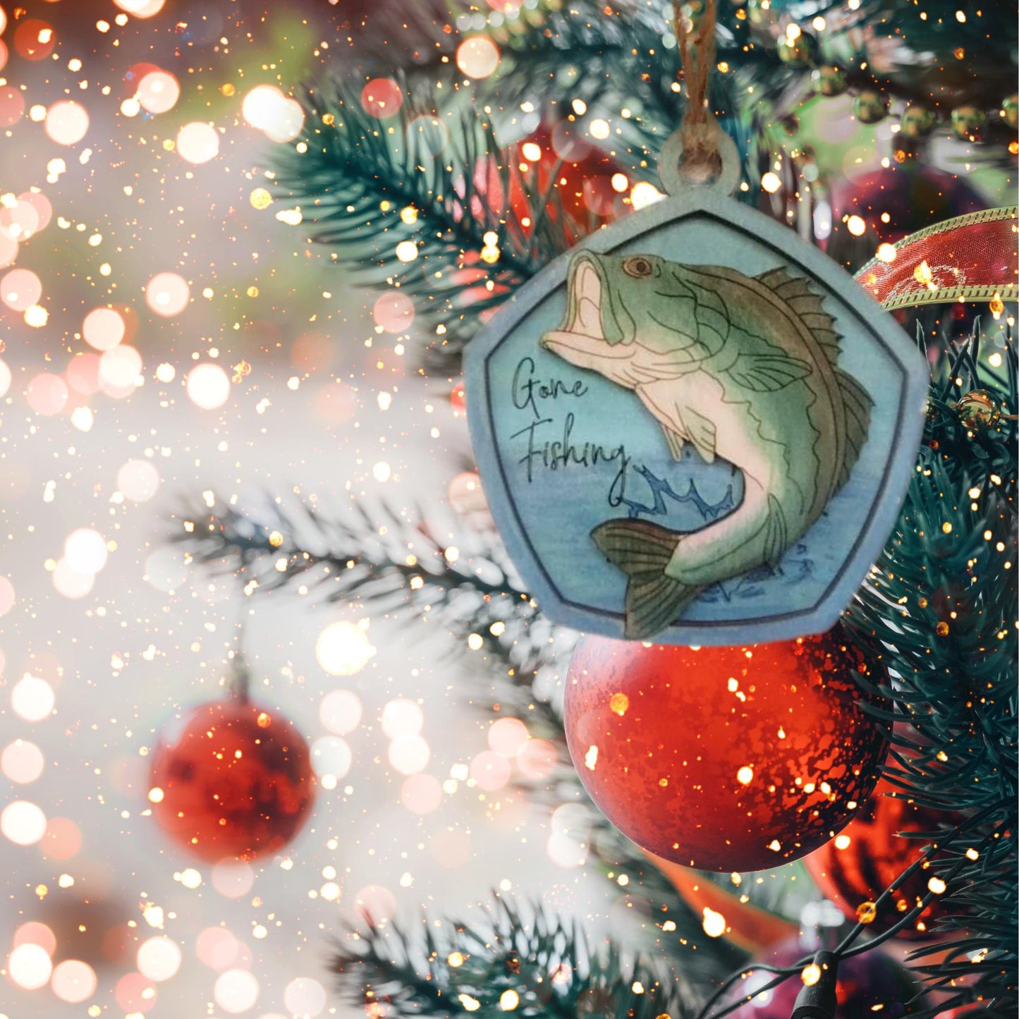 Gone Fishing Bass Christmas Ornament| Christmas Ornaments | Handmade Christmas Gifts | Custom
