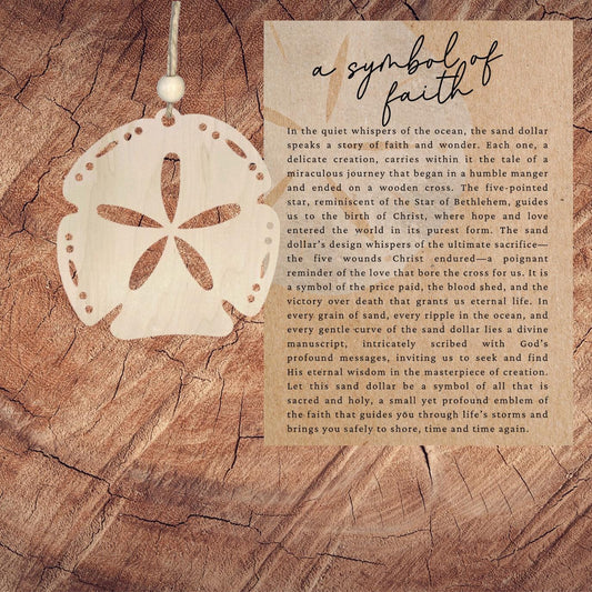 Story Card Sand Dollar Ornament| A Symbol of Faith Inspirational Keepsake| Unique Holiday Decoration| Car Charm