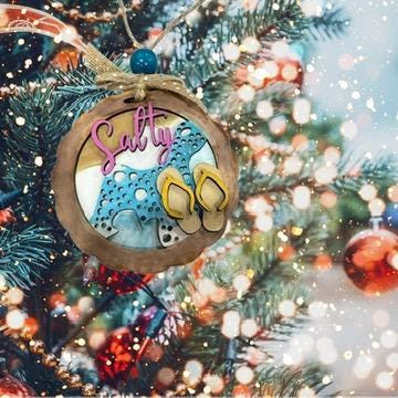 Salty Beach Layered Christmas Ornament| Christmas Ornaments | Handmade Christmas Gifts | Custom