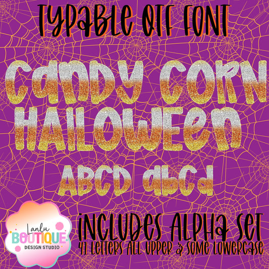 Candy Corn Halloween Glitter OTF Typable Hand drawn Font
