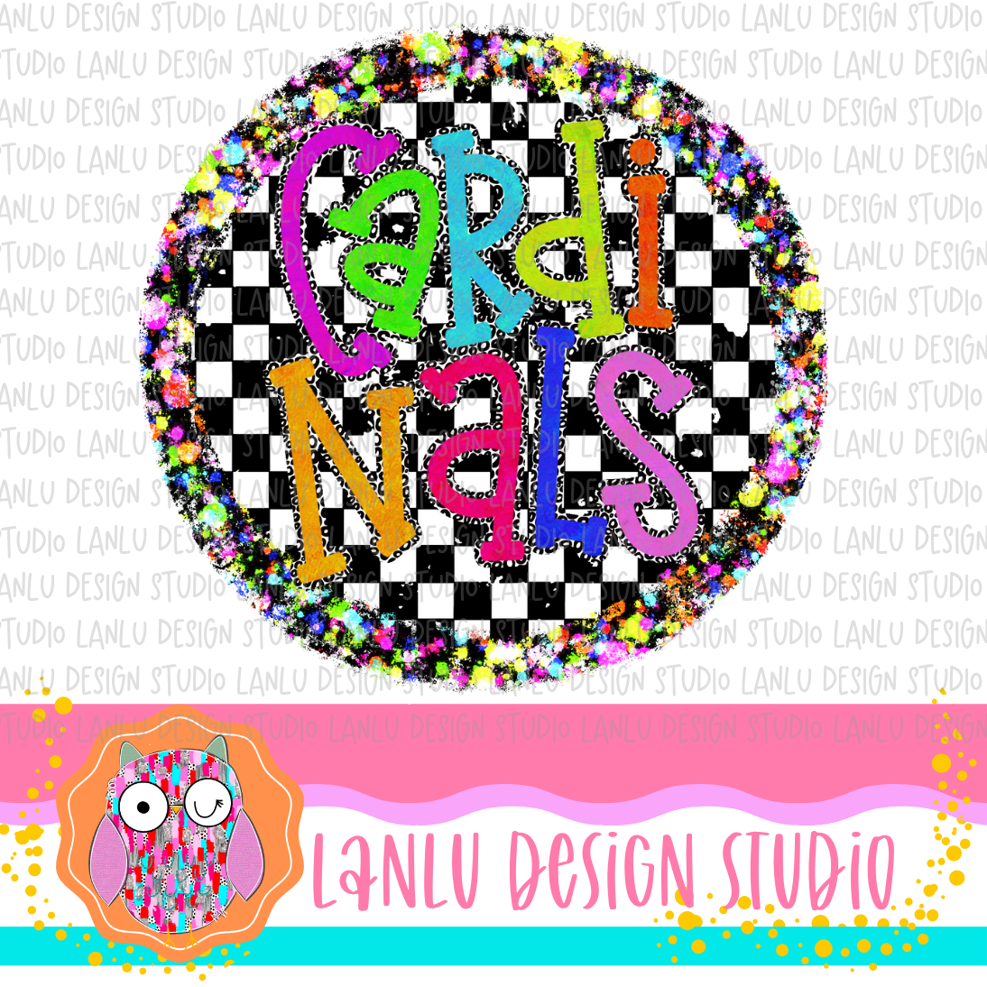 Preppy Brights Checkered Mascot PNG |Cardinals I