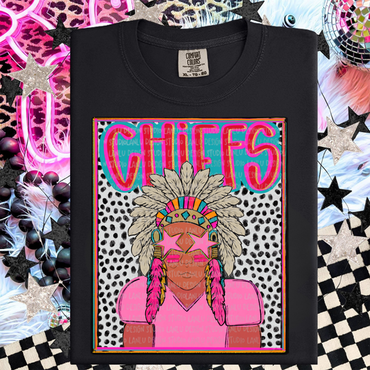CHEIFS PREPPY MASCOT. PORTRAIT TEE | TEAM SPIRIT| GAME DAY