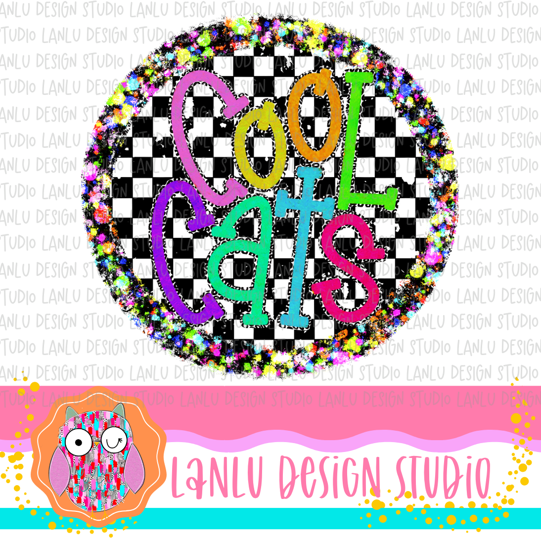 Preppy Brights Checkered Mascot PNG | Cool Cats