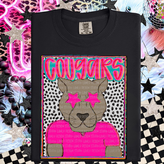 COUGARS PREPPY MASCOT  PORTRAIT TEE | TEAM SPIRIT| GAME DAY