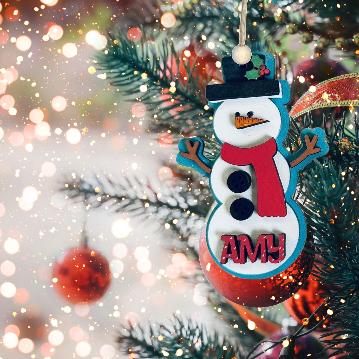Hand painted Layered Snowman Christmas Ornament| Christmas Ornaments | Handmade Christmas Gifts | Custom