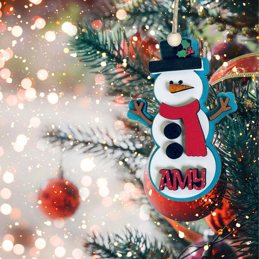 Hand painted Layered Snowman Christmas Ornament| Christmas Ornaments | Handmade Christmas Gifts | Custom