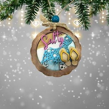 Salty Beach Layered Christmas Ornament| Christmas Ornaments | Handmade Christmas Gifts | Custom