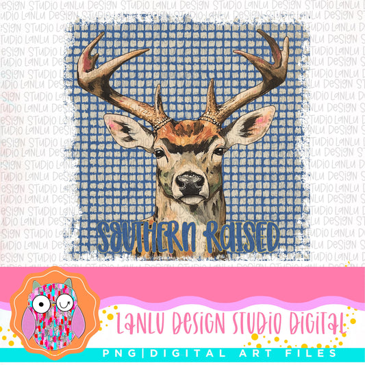 Rustic Southern Raised Deer Digital Art Print | Charming Wildlife Wall Décor for Nature Lovers|Sublimation& DTF Printable Digital Download|